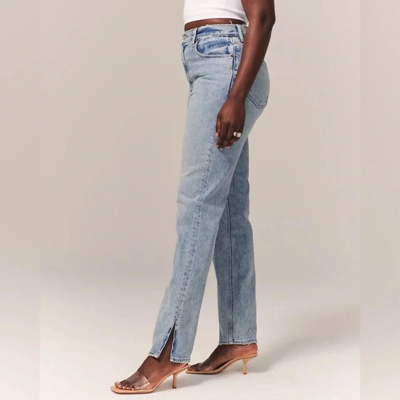 Abercrombie & Fitch Curve Love Ultra High Rise 90s Slim Straight Jean 35 Light - Picture 10 of 10